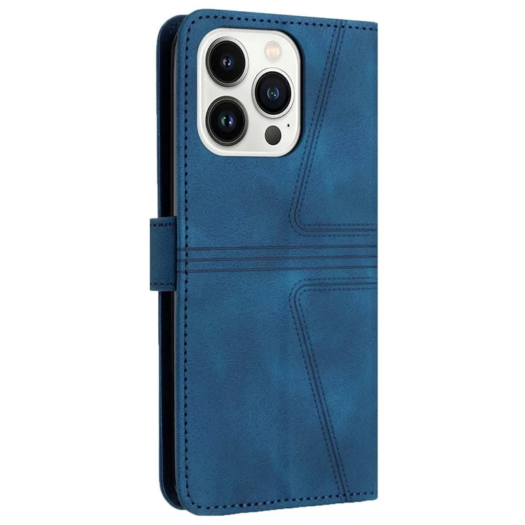 For iPhone 16 Pro Max Case Triangle Imprinted Anti-Scratch Phone Wallet Cover