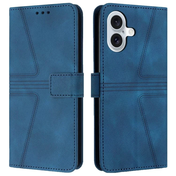 For iPhone 16 Plus Case Triangle Imprinted Anti-Scratch Phone Wallet Cover