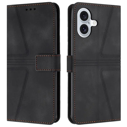 For iPhone 16 Plus Case Triangle Imprinted Anti-Scratch Phone Wallet Cover