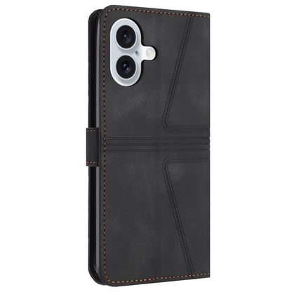 For iPhone 16 Plus Case Triangle Imprinted Anti-Scratch Phone Wallet Cover