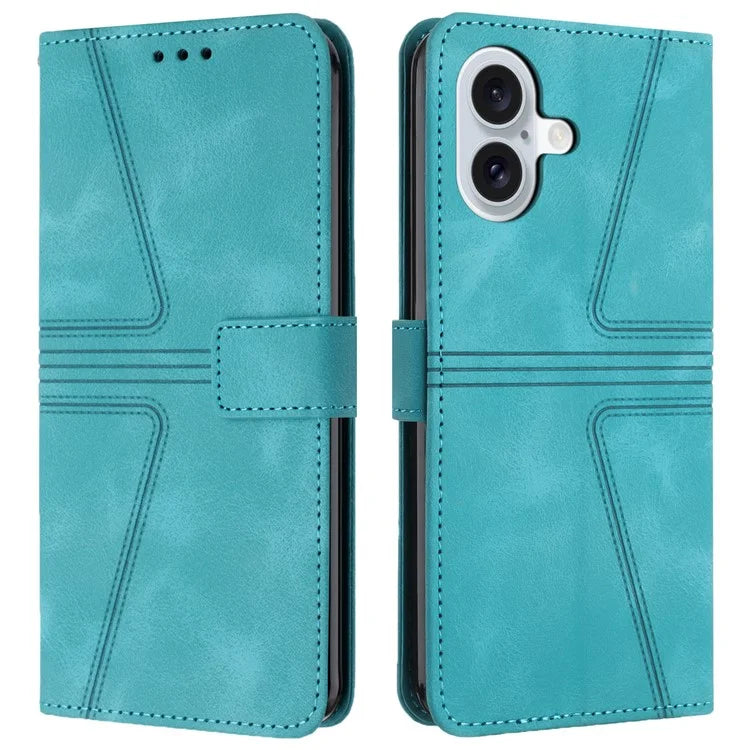 For iPhone 16 Plus Case Triangle Imprinted Anti-Scratch Phone Wallet Cover
