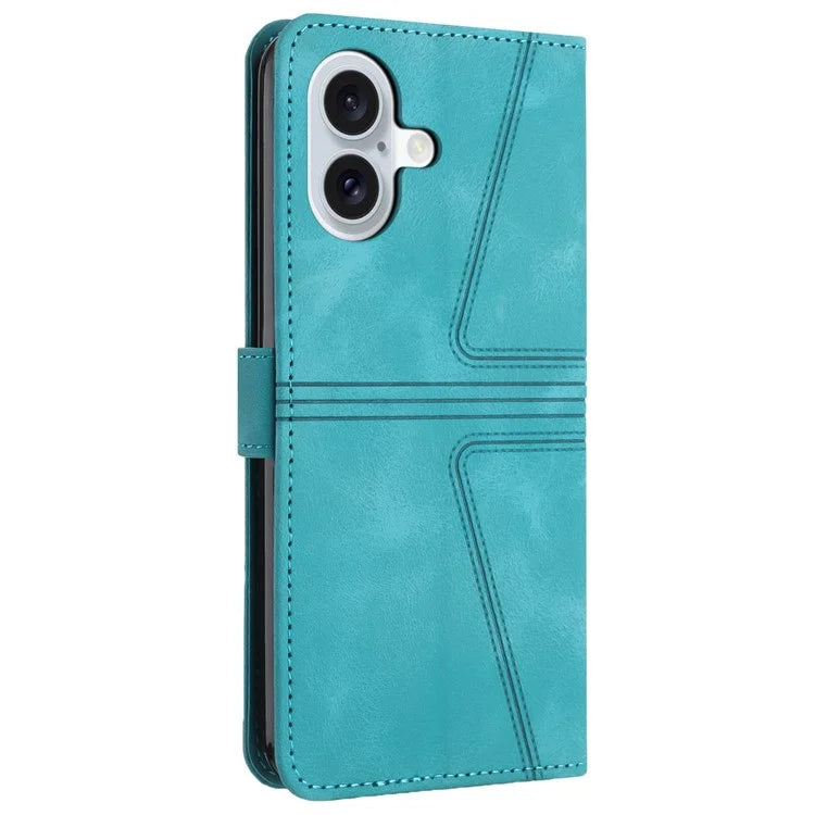 For iPhone 16 Plus Case Triangle Imprinted Anti-Scratch Phone Wallet Cover