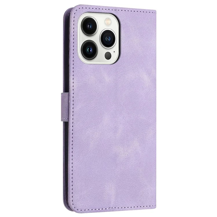 For iPhone 16 Pro Max Leather Case Solid Color Wallet Protective Phone Cover
