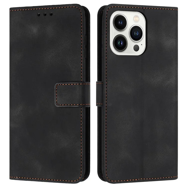 For iPhone 16 Pro Leather Case Solid Color Wallet Protective Phone Cover