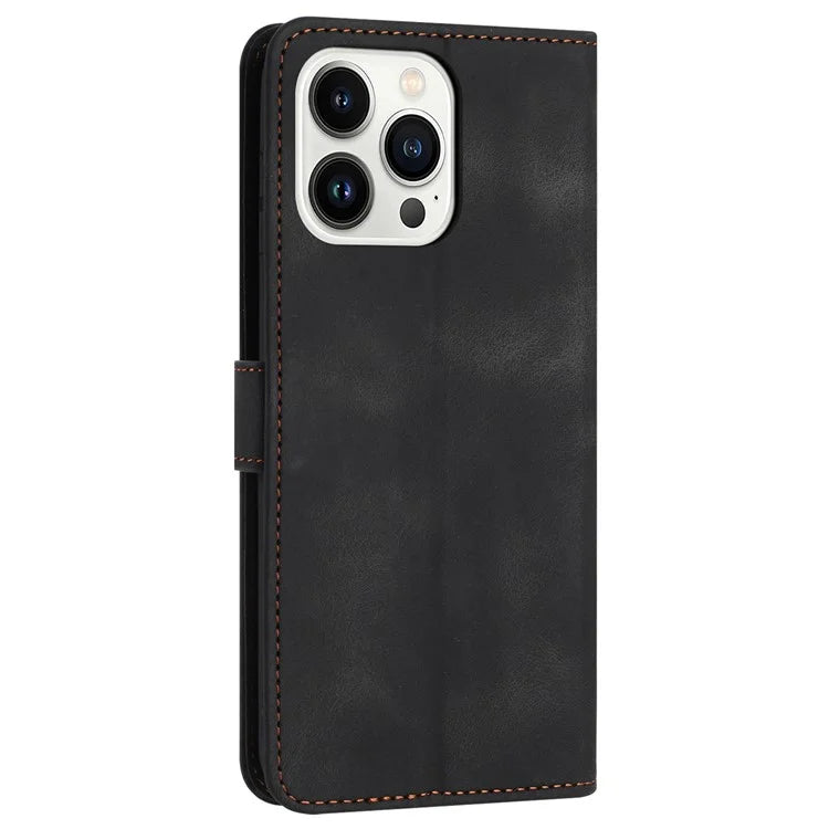 For iPhone 16 Pro Leather Case Solid Color Wallet Protective Phone Cover