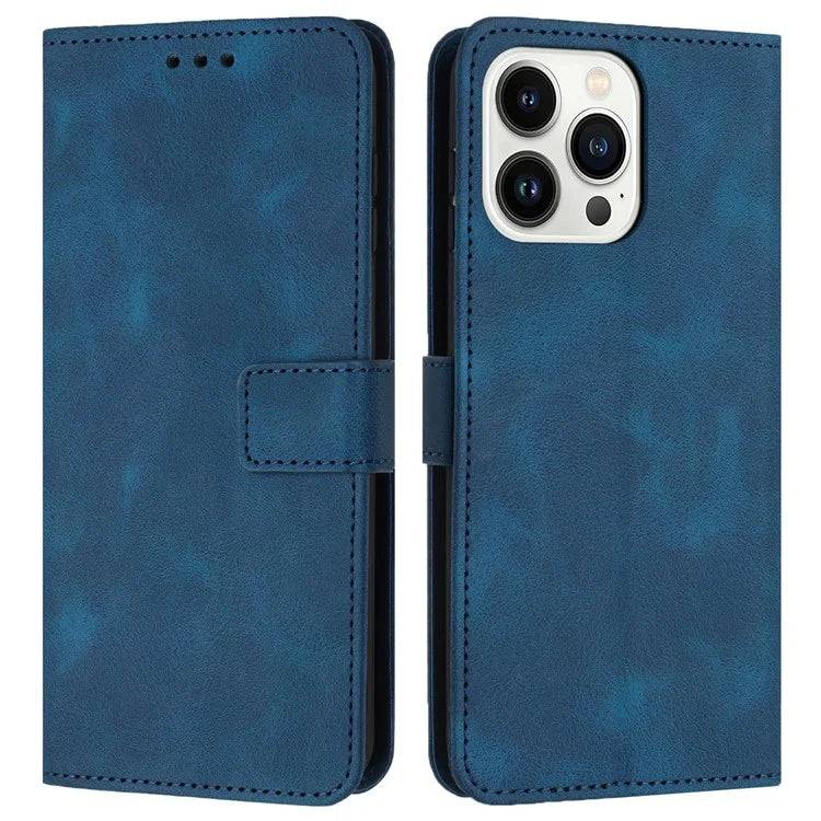 For iPhone 16 Pro Leather Case Solid Color Wallet Protective Phone Cover