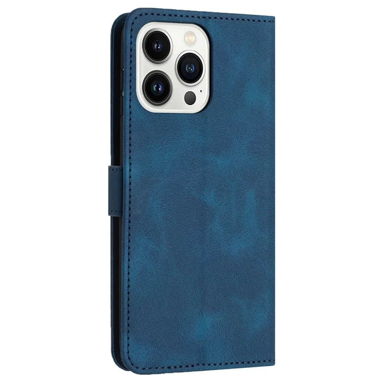 For iPhone 16 Pro Leather Case Solid Color Wallet Protective Phone Cover