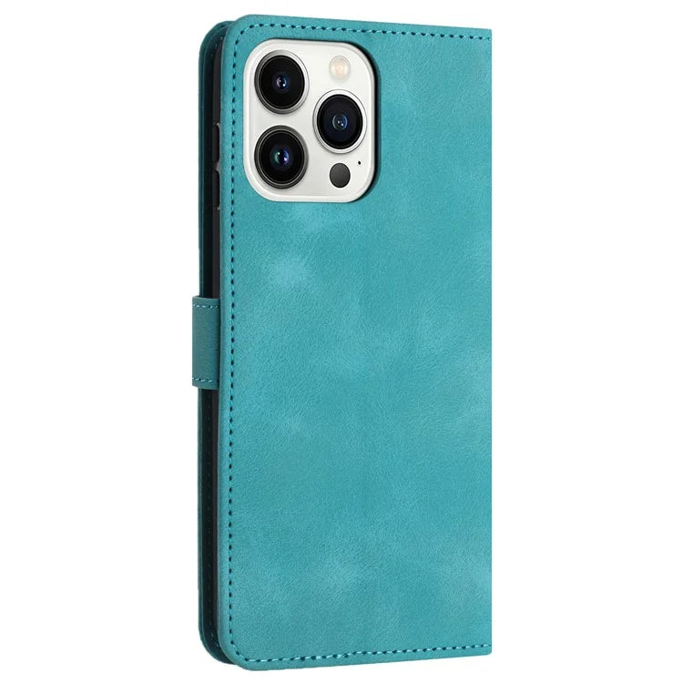 For iPhone 16 Pro Leather Case Solid Color Wallet Protective Phone Cover