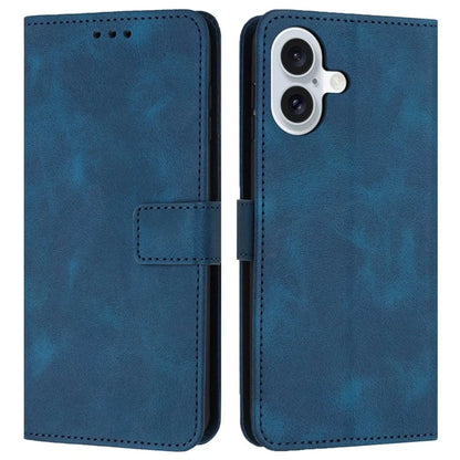For iPhone 16 Plus Leather Case Solid Color Wallet Protective Phone Cover