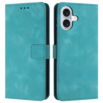 For iPhone 16 Plus Leather Case Solid Color Wallet Protective Phone Cover