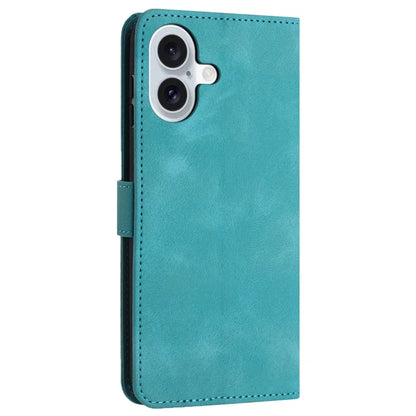 For iPhone 16 Plus Leather Case Solid Color Wallet Protective Phone Cover