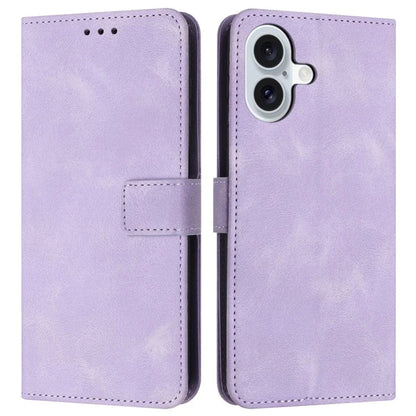 For iPhone 16 Leather Case Solid Color Wallet Protective Phone Cover