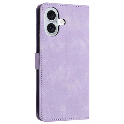 For iPhone 16 Leather Case Solid Color Wallet Protective Phone Cover