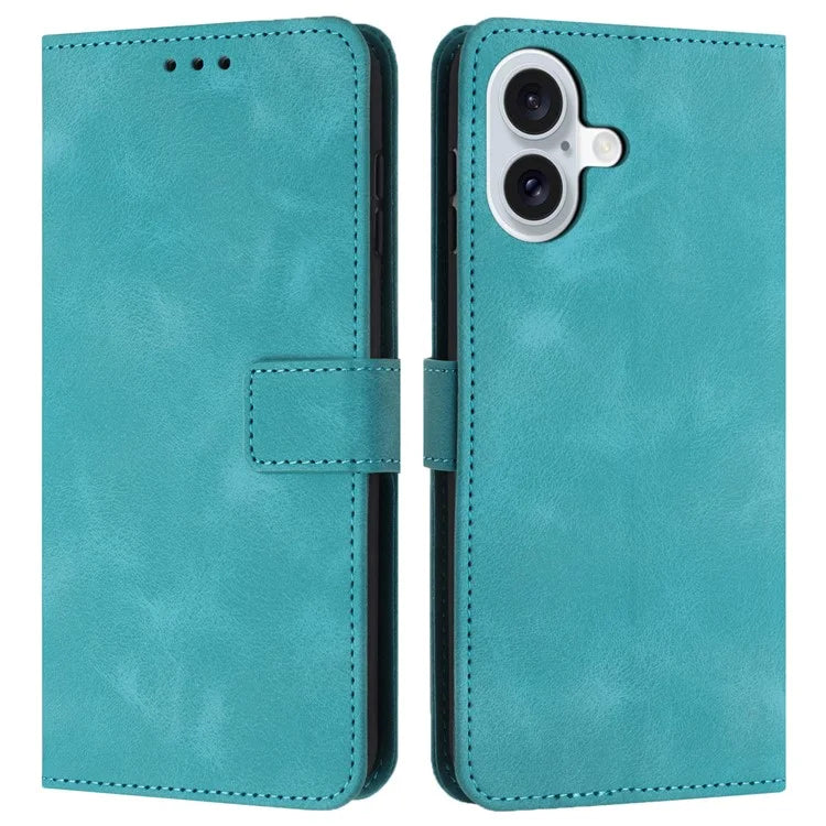 For iPhone 16 Leather Case Solid Color Wallet Protective Phone Cover