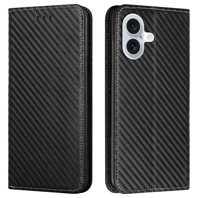 For iPhone 16 Plus Case Leather Flip Phone Cover Stand Strong Magnetic Closure