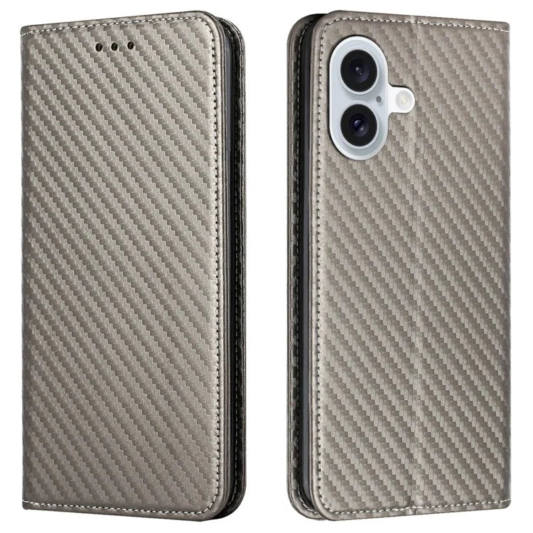 For iPhone 16 Plus Case Leather Flip Phone Cover Stand Strong Magnetic Closure