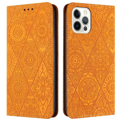 For iPhone 16 Pro Case Imprinted Flower Wallet Stand Leather Phone Cover