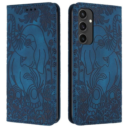 For Samsung Galaxy S24 FE Case PU Leather Wallet Phone Cover Elephant Pattern