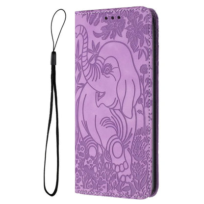 For Samsung Galaxy S24 FE Case PU Leather Wallet Phone Cover Elephant Pattern