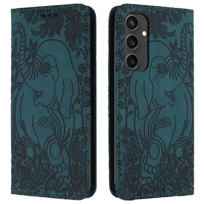 For Samsung Galaxy S24 FE Case PU Leather Wallet Phone Cover Elephant Pattern