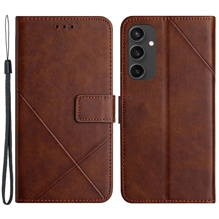 For Samsung Galaxy S24 FE Leather Case Line Pattern Wallet Phone Cover
