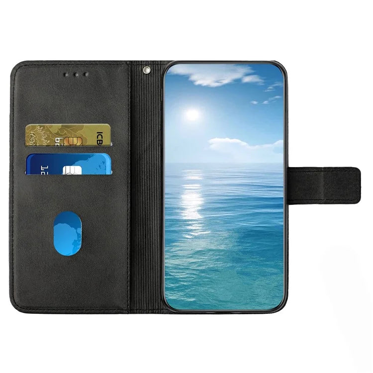 For Samsung Galaxy S24 FE Leather Case Line Pattern Wallet Phone Cover