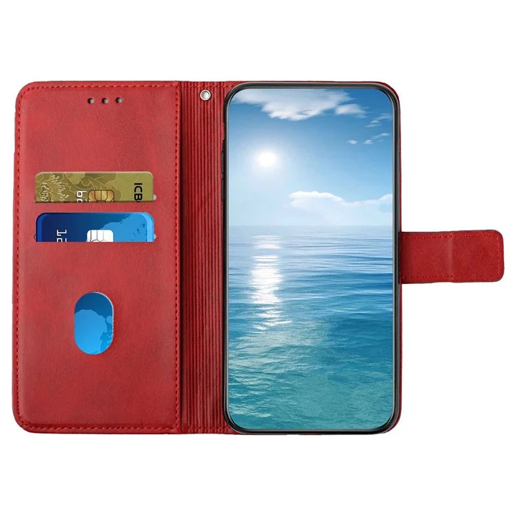 For Samsung Galaxy S24 FE Leather Case Line Pattern Wallet Phone Cover