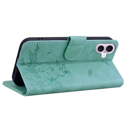For iPhone 16 Case Wallet Cat Pattern Imprinted Leather Phone Cover