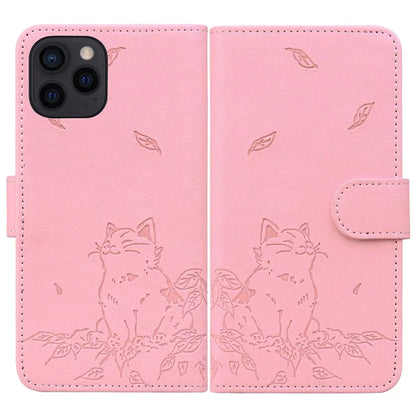 For iPhone 16 Pro Case Wallet Cat Pattern Imprinted Leather Phone Cover
