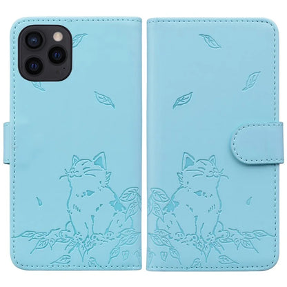 For iPhone 16 Pro Case Wallet Cat Pattern Imprinted Leather Phone Cover