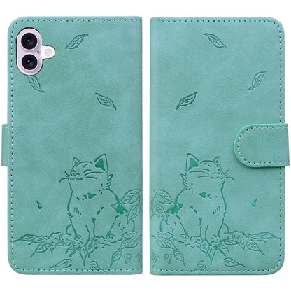 For iPhone 16 Plus Case Wallet Cat Pattern Imprinted Leather Phone Cover