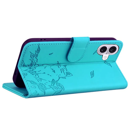 For iPhone 16 Plus Case Wallet Cat Pattern Imprinted Leather Phone Cover