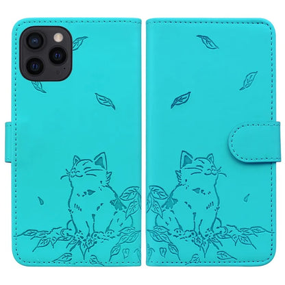 For iPhone 15 Pro Case Wallet Cat Pattern Imprinted Leather Phone Cover