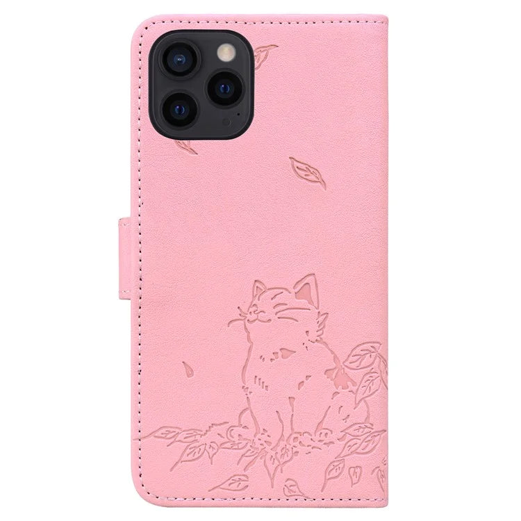 For iPhone 15 Pro Case Wallet Cat Pattern Imprinted Leather Phone Cover
