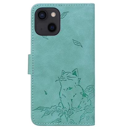 For iPhone 15 Plus Case Wallet Cat Pattern Imprinted Leather Phone Cover