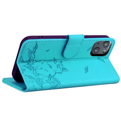 For iPhone 15 Plus Case Wallet Cat Pattern Imprinted Leather Phone Cover