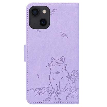 For iPhone 15 Plus Case Wallet Cat Pattern Imprinted Leather Phone Cover