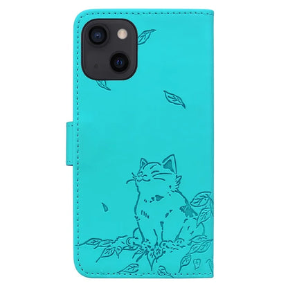 For iPhone 15 Case Wallet Cat Pattern Imprinted Leather Phone Cover