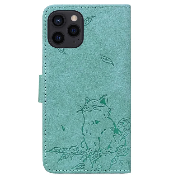 For iPhone 14 Pro Max Case Wallet Cat Pattern Imprinted Leather Phone Cover