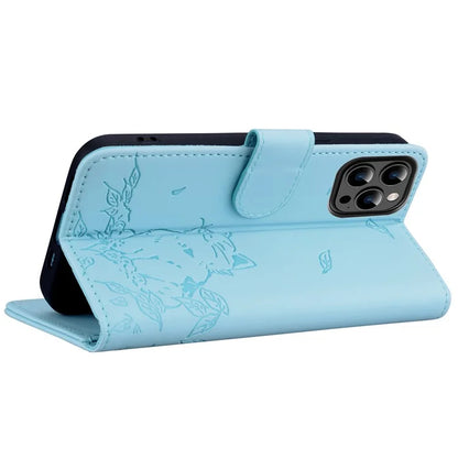For iPhone 13 Pro Max Case Wallet Cat Pattern Imprinted Leather Phone Cover