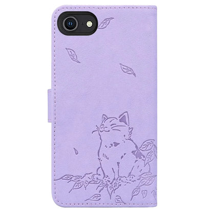 For iPhone SE (2024) Case Wallet Cat Pattern Imprinted Leather Phone Cover