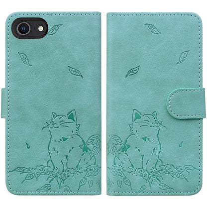 For iPhone SE (2024) Case Wallet Cat Pattern Imprinted Leather Phone Cover