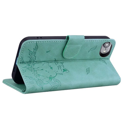 For iPhone SE (2024) Case Wallet Cat Pattern Imprinted Leather Phone Cover