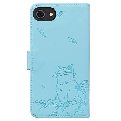 For iPhone SE (2024) Case Wallet Cat Pattern Imprinted Leather Phone Cover