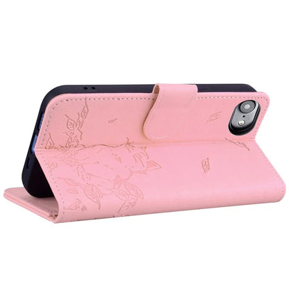 For iPhone SE (2024) Case Wallet Cat Pattern Imprinted Leather Phone Cover