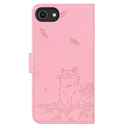 For iPhone SE (2024) Case Wallet Cat Pattern Imprinted Leather Phone Cover