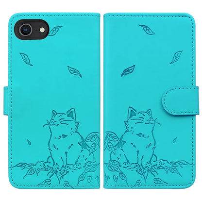 For iPhone SE (2024) Case Wallet Cat Pattern Imprinted Leather Phone Cover