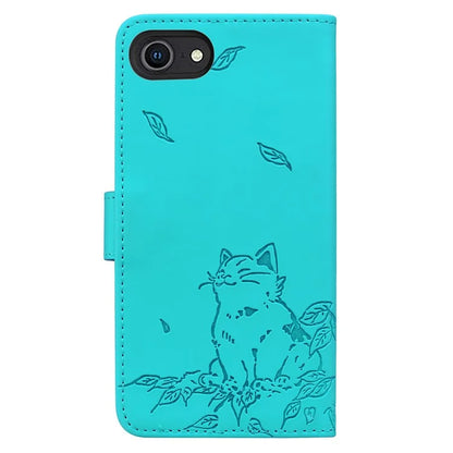 For iPhone SE (2024) Case Wallet Cat Pattern Imprinted Leather Phone Cover
