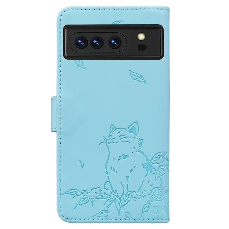 For Google Pixel 8 Pro Case Wallet Cat Pattern Imprinted Leather Phone Cover