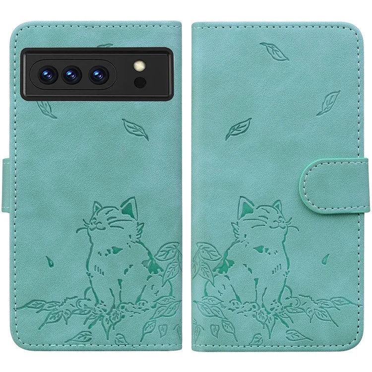 For Google Pixel 8 Pro Case Wallet Cat Pattern Imprinted Leather Phone Cover